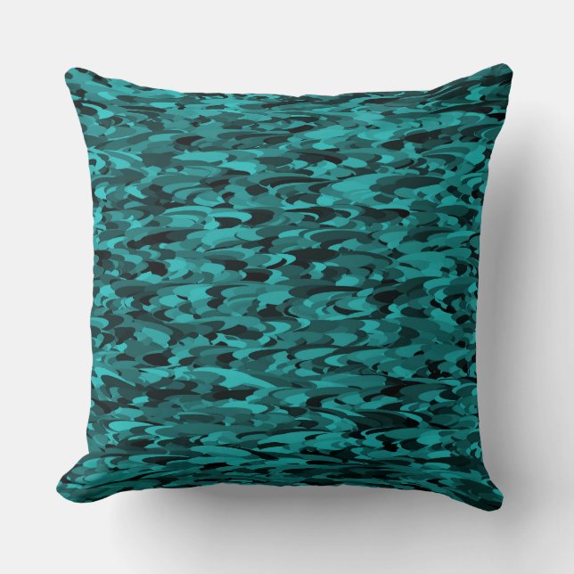 Coussin Abstrait Motif Turquoise Noir (Recto)