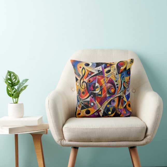 Coussin Abstrait Musical Art de Style Kandinsky (Chaise)