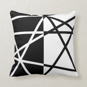 Coussin abstrait noir et blanc