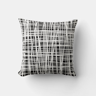 Coussin abstrait noir et blanc