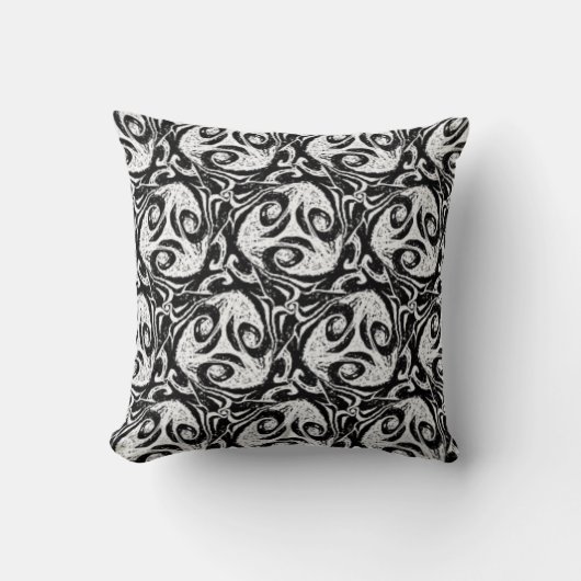 Coussin Abstrait noir et blanc intense et cosy (Recto)