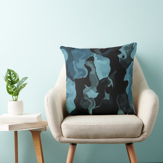 Coussin Abstrait noir et bleu (Chaise)