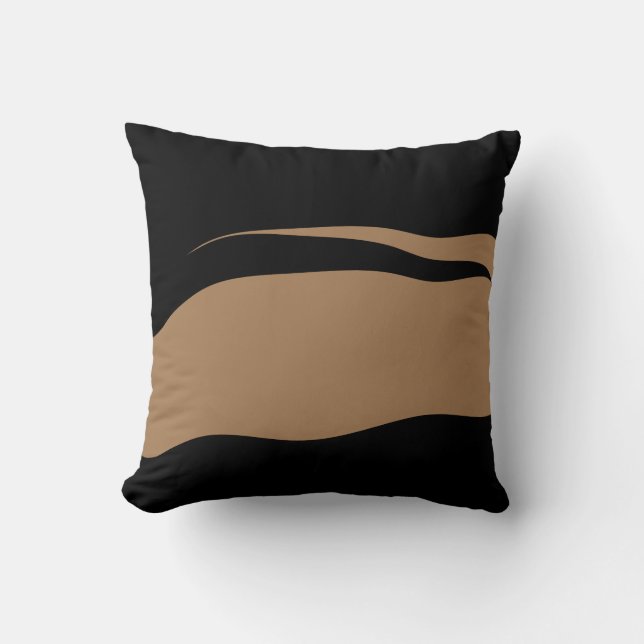 Coussin Abstrait noir et léger Brown Wavy (Recto)