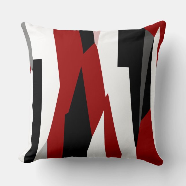 Coussin Abstrait noir, rouge et blanc (Recto)