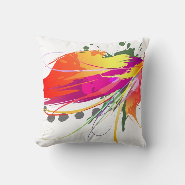 Coussin Abstrait Oiseau de Paradise Paint Splatters (Recto)