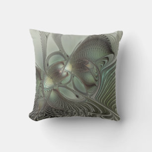 Coussin Abstrait Olive Sage Green Grey Fractal Art Imagina