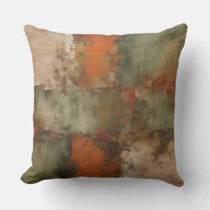 Coussin Abstrait Olive Sage Orange Rouille Beige