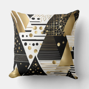 coussin abstrait or et triangles noirs