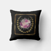 Coussin Abstrait Or Noir Fleur Pourpre Bohème Tendance (Verso)