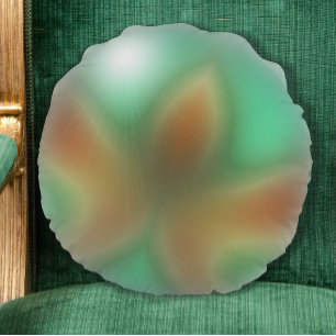 Coussin Abstrait orange et vert Lotus Round