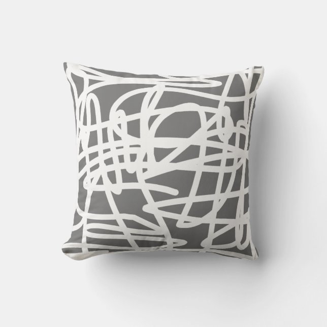 Coussin Abstrait Oreiller Gris Et Blanc (Recto)