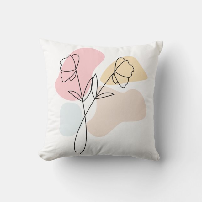 Coussin Abstrait Pastel Floral (Recto)
