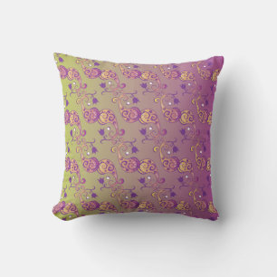 Coussin Abstrait Pastel vert et rose pâtissier floral