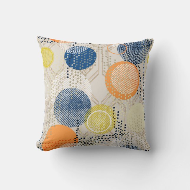 Coussin Abstrait point de polka coloré (Recto)