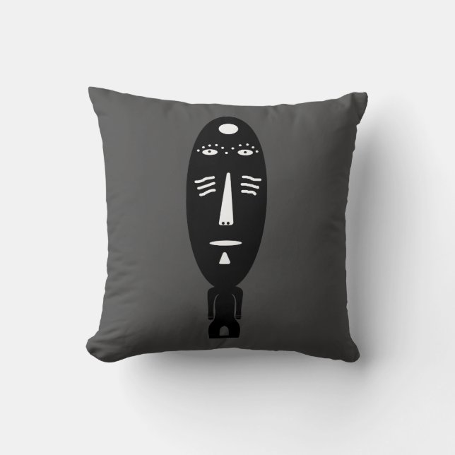 Coussin abstrait portrait noir moderne (Recto)