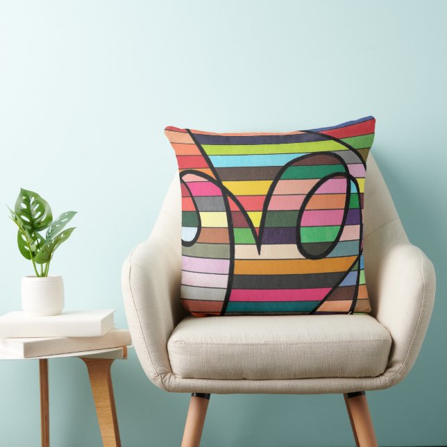 Coussin Abstrait rayé vibrant avec des tourbillons noirs a (Chaise)