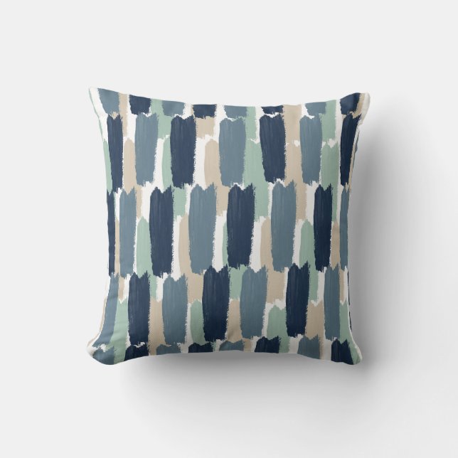 Coussin Abstrait Rayure Peinte Spa Moderne Côté Mer (Recto)