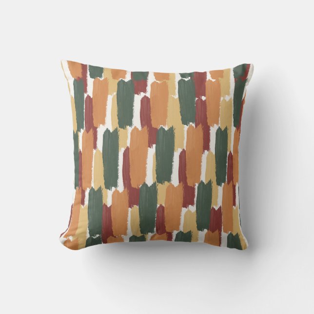 Coussin Abstrait rayure peinte teintes méditerranéennes mo (Recto)