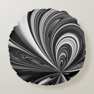 Coussin Abstrait rond noir et blanc