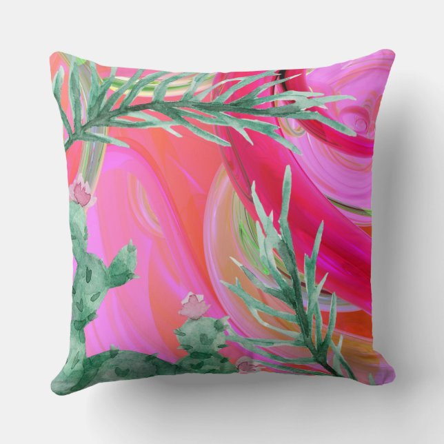 Coussin abstrait rose floral (Verso)