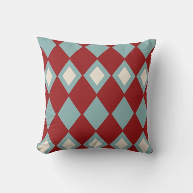 Coussin Abstrait rouge, blanc et bleu (Recto)