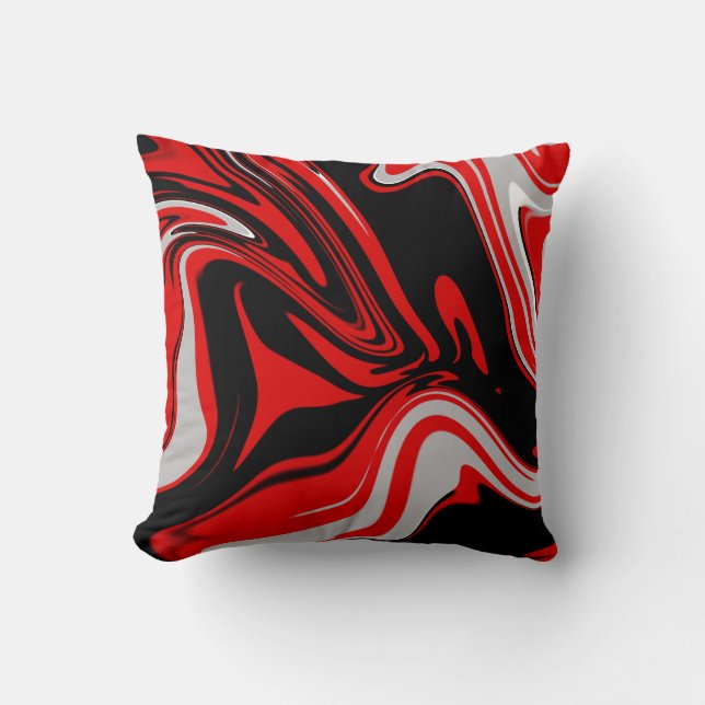 Coussin Abstrait rouge et noir (Recto)