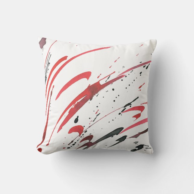 Coussin Abstrait rouge gris noir (Recto)