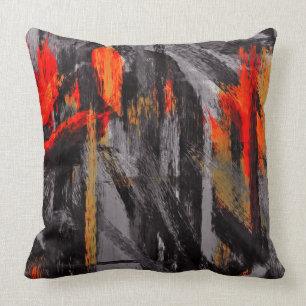 Coussin Abstrait rouge orange gris