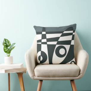 Coussin Abstrait surf gris blanc