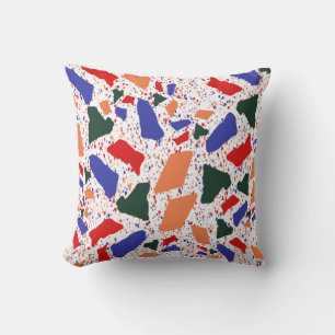 Coussin Abstrait Terrazzo main tiré Motif coloré