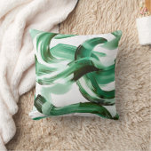 Coussin Abstrait Traits de Pinceau Vert Minimal Moderne (Couverture)