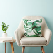 Coussin Abstrait Traits de Pinceau Vert Minimal Moderne (Chaise)