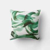 Coussin Abstrait Traits de Pinceau Vert Minimal Moderne (Verso)