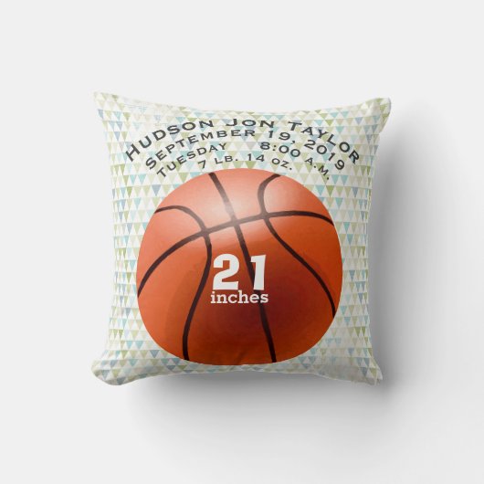 Coussin Abstrait Triangle Basketball Boys Birth Record (Recto)