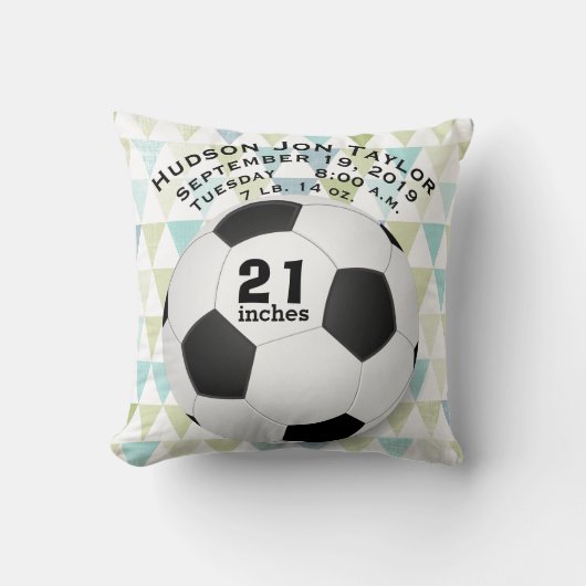Coussin Abstrait Triangle Soccerball Boys Birth Record (Recto)