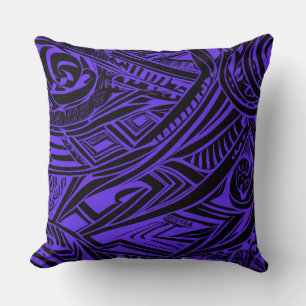 Coussin Abstrait Tribal Noir Et Violet