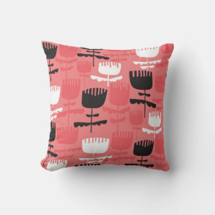 Coussin Abstrait tulipe fleurs silhouette sans couture mot
