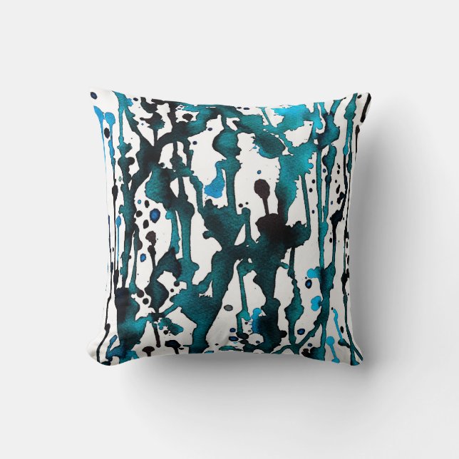 Coussin Abstrait turquoise Watercolor (Recto)