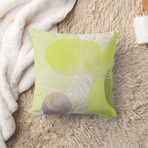 Coussin Abstrait vert Citron Kiwi du milieu du siècle