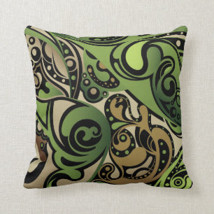 Coussin Abstrait vert et Brown