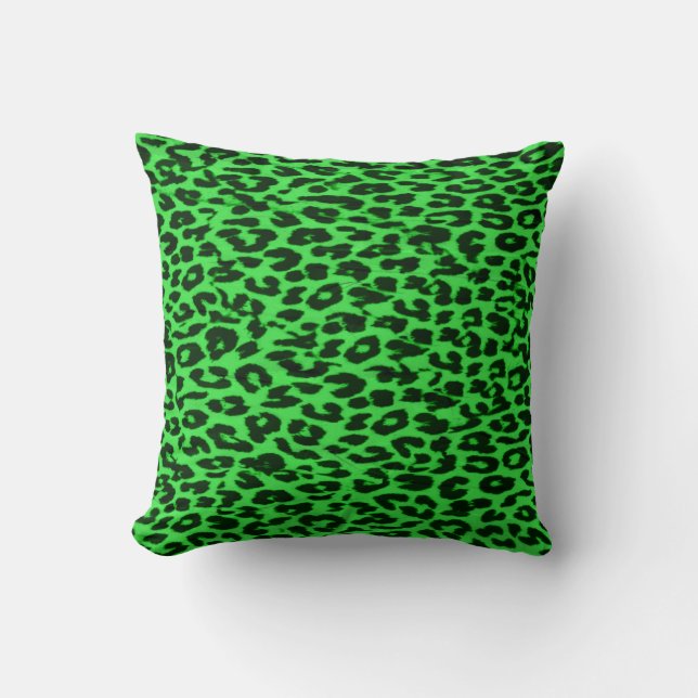 Coussin Abstraite de fourrure de léopard motif vert (Recto)