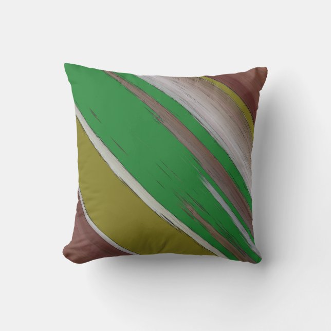 Coussin Abstraite diagonale verte et Brown (Recto)