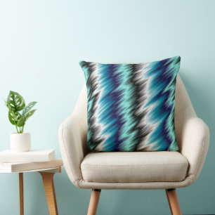 Coussin Abstraite turquoise, violette et noire