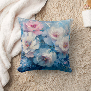 Coussin Abstraites Florales Pink Blue Oil Peinture
