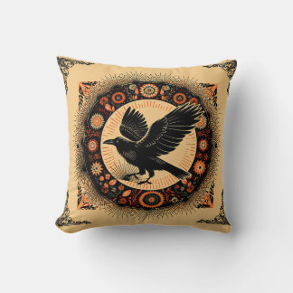 Coussin Académie sombre mandala cercle raven boho gothique