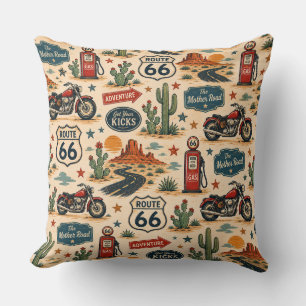 Coussin Accent américain Route 66 moto bord de route