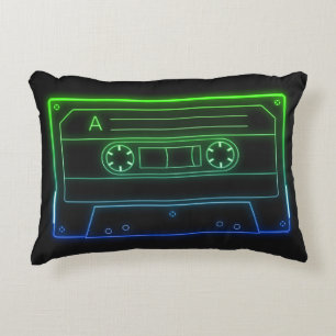 Coussin Accent Avec Bande Cassette Bleue Vert Néon