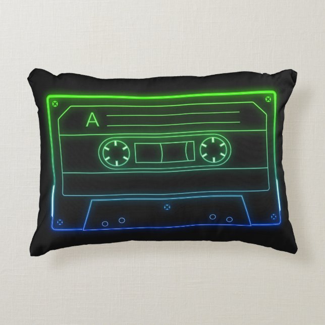 Coussin Accent Avec Bande Cassette Bleue Vert Néon (Devant)