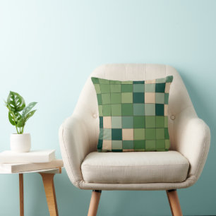 Coussin Accent de ferme moderne à carreaux verts