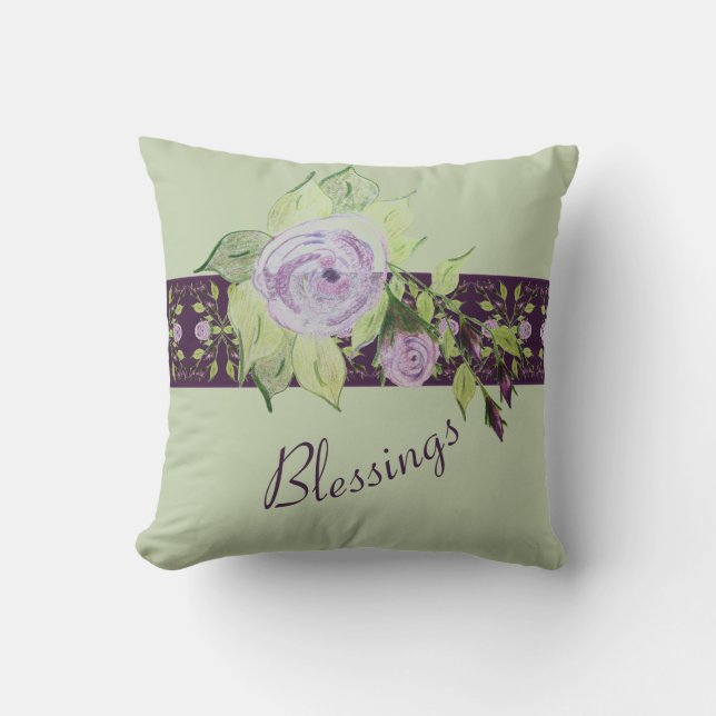 Coussin Accent De Patio En Violet Et Vert (Recto)